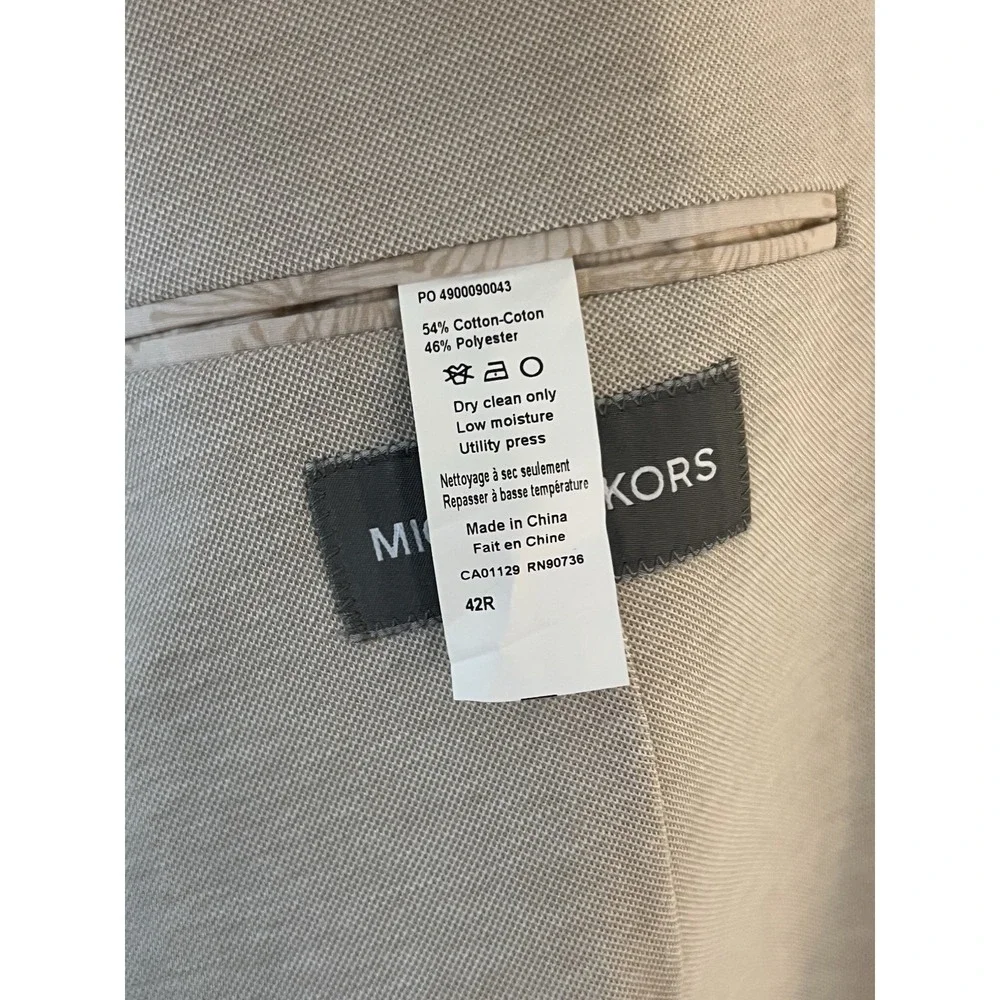 Michael Kors Mens 42R Beige Knit Sport Coat Blazer Two Button Lightweight Resort